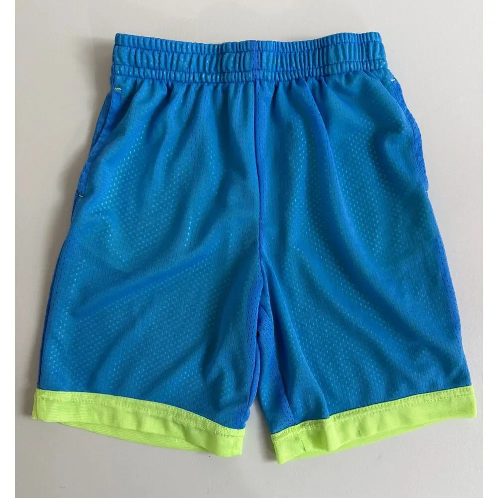 Athletic Works Boys Mesh Shorts Blue Green Pockets Size L Large (10-12)